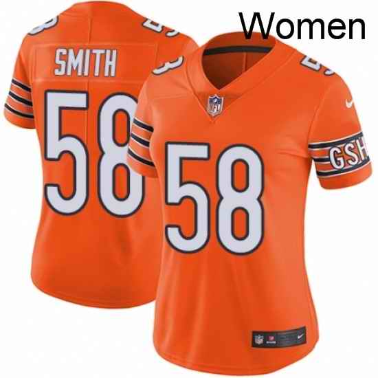Womens Nike Chicago Bears 58 Roquan Smith Limited Orange Rush Vapor Untouchable NFL Jersey